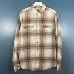 George Men’s Brown Flannel Plaid Long Sleeve Button Down Shirt Size M